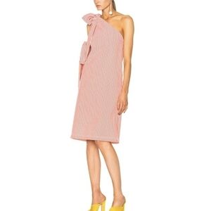 MSGM One-Shoulder Dress Red and White Stripes Size 40(IT) Us 6